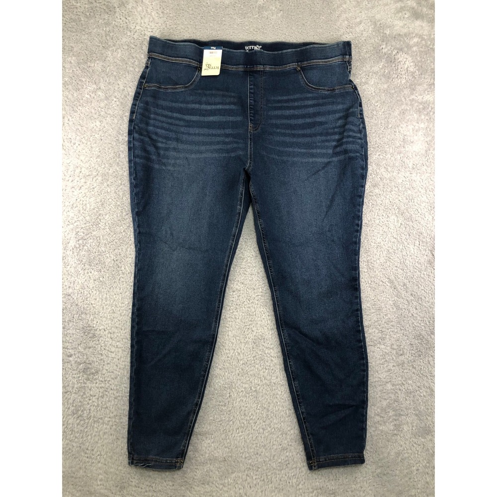 Terra & Sky Jeans Womens 2X (41X27.5) Blue NWT Skinny Pull On Jegging High Rise